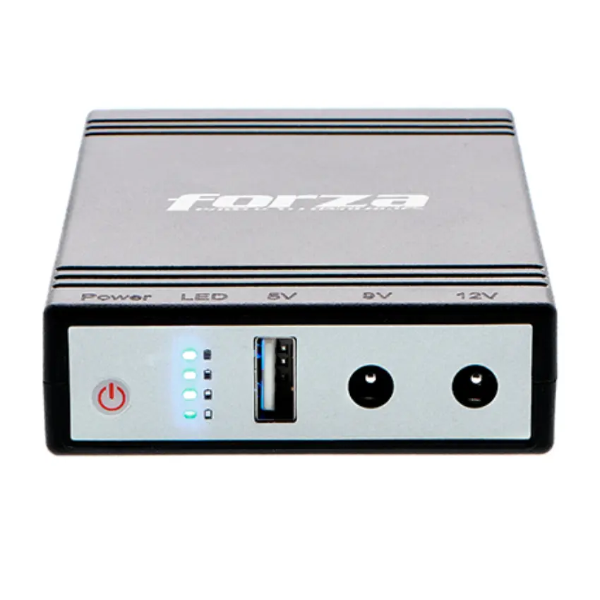 UPS Portátil Forza DC-140USB de 14 W y banco de energía, puerto USB, salidas de 5/9/12 VCC