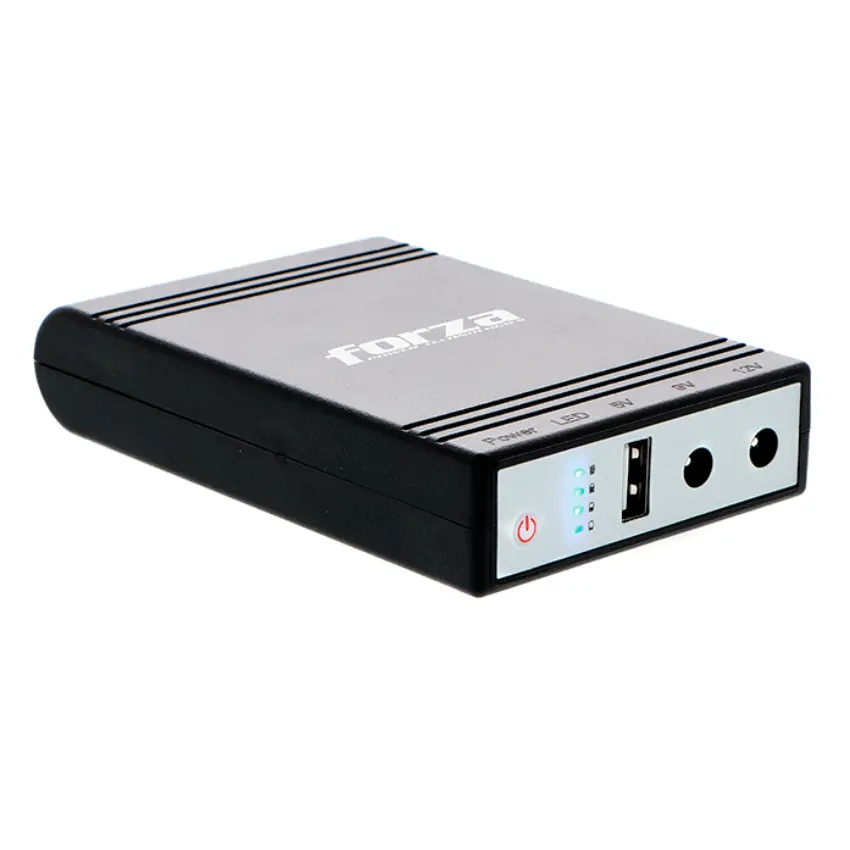 UPS Portátil Forza DC-140USB de 14 W y banco de energía, puerto USB, salidas de 5/9/12 VCC