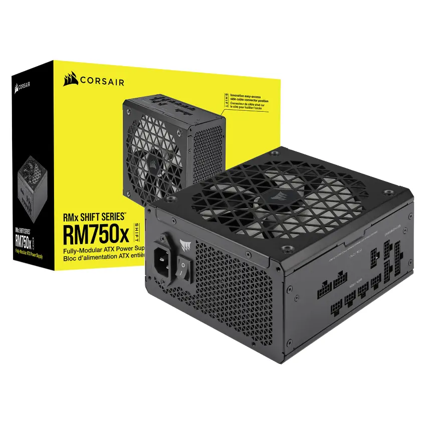 Fuente de alimentación modular Corsair RM750x SHIFT, 750W, 80 PLUS Gold, Interfaz de cableado lateral