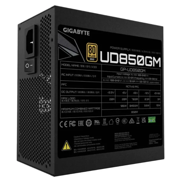 Fuente de alimentación modular Gigabyte UD850GM 850W 80 PLUS Gold