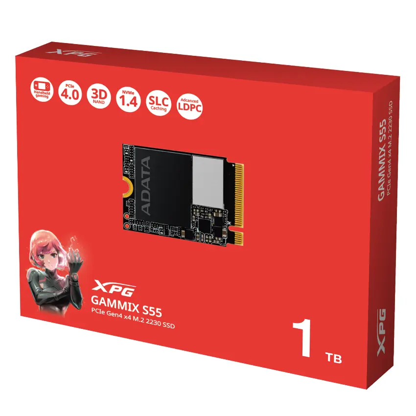 Disco SSD ADATA GAMMIX S55 1TB, 3D NAND, PCIe Gen4 x4, M.2 2230 Disco SSD ADATA GAMMIX S55 1TB, 3D NAND, PCIe Gen4 x4, M.2 2230