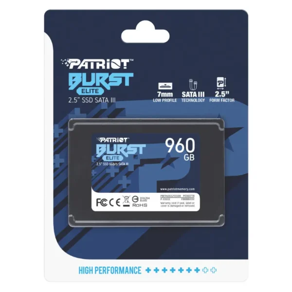 Disco SSD Patriot Burst Elite 960GB, 3D NAND, SATA3, 2.5"