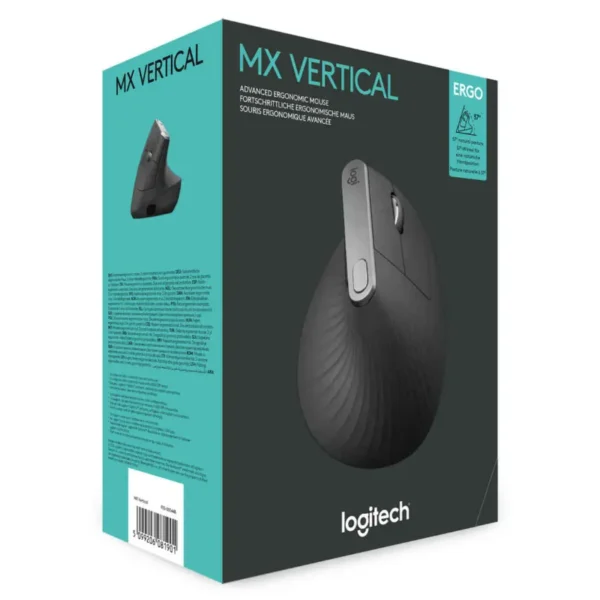 Mouse Inalámbrico Logitech MX Vertical, Ergonómico, Negro