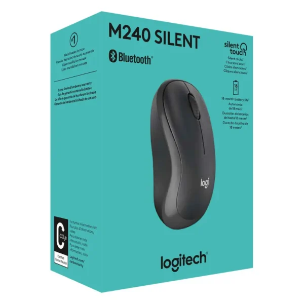 Mouse Inalámbrico Logitech M240 Silent, Bluetooth, Negro
