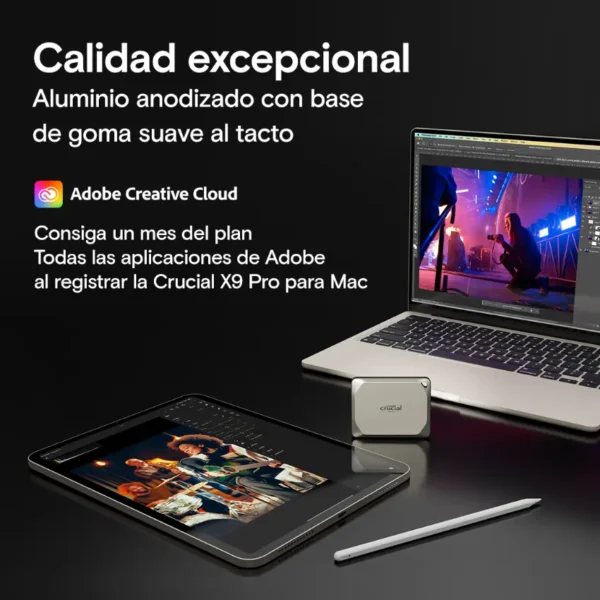 Disco Externo SSD Crucial X9 Pro para Mac, USB 3.2 Gen 2 tipo C