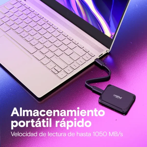 Disco Externo SSD Crucial X9, USB 3.2 Gen 2 tipo C, Negro