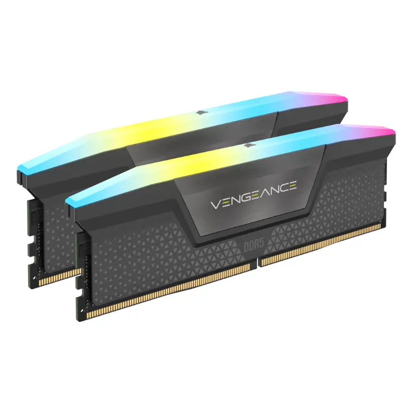 Memoria Corsair VENGEANCE RGB, DDR5, UDIMM, EXPO & XMP, Kit de 2, Gris