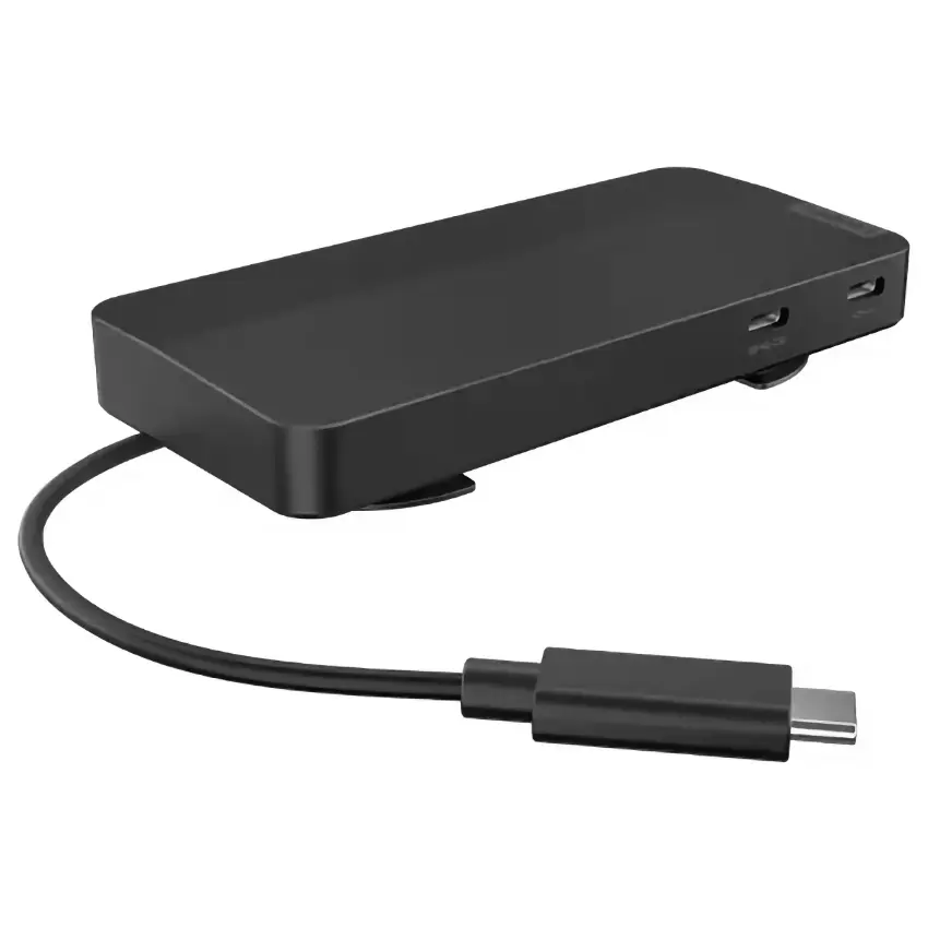 Hub Station Lenovo USB-C Dual Display Travel Dock con Adaptador USB-C de 100W, 2 USB-C 3.2 Gen 2, USB-A 3.2 Gen 2, RJ-45, DisplayPort, HDMI, Hasta 100W Power Delivery, Docking Station