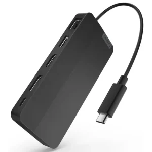 Hub Station Lenovo USB-C Dual Display Travel Dock con Adaptador USB-C de 100W, 2 USB-C 3.2 Gen 2, USB-A 3.2 Gen 2, RJ-45, DisplayPort, HDMI, Hasta 100W Power Delivery, Docking Station