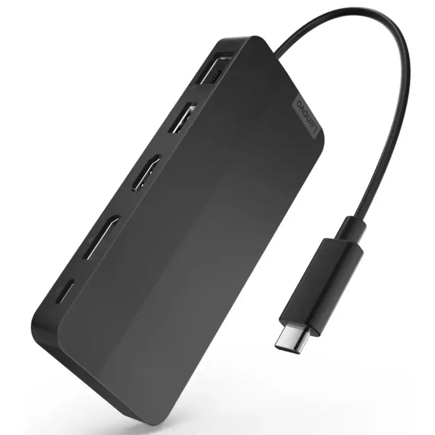 Hub Station Lenovo USB-C Dual Display Travel Dock con Adaptador USB-C de 100W, 2 USB-C 3.2 Gen 2, USB-A 3.2 Gen 2, RJ-45, DisplayPort, HDMI, Hasta 100W Power Delivery, Docking Station