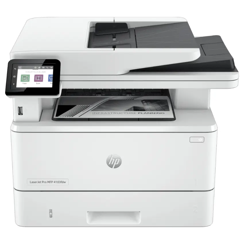 Impresora Multifunción HP LaserJet Pro 4103fdw, RJ-45, Wi-Fi, Fax, Blanco/Negro