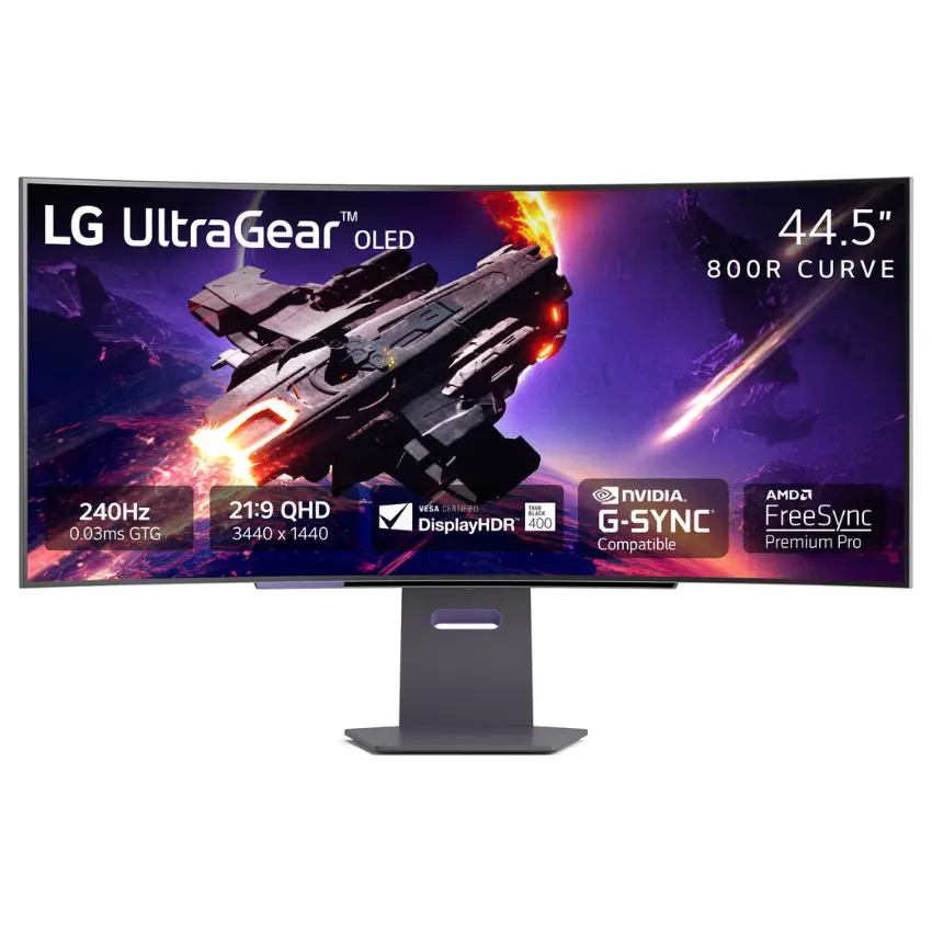 Monitor Gamer LG UltraGear 45GS95QE-B, 44.5", 240Hz, Curvo, 800R, OLED, 3440x1440, 0.03ms, DisplayPort, HDMI, USB, G-Sync, FreeSync Premium Pro Monitor Gamer LG UltraGear 45GS95QE-B, 44.5", 240Hz, Curvo, 800R, OLED, 3440x1440, 0.03ms, DisplayPort, HDMI, USB, G-Sync, FreeSync Premium Pro