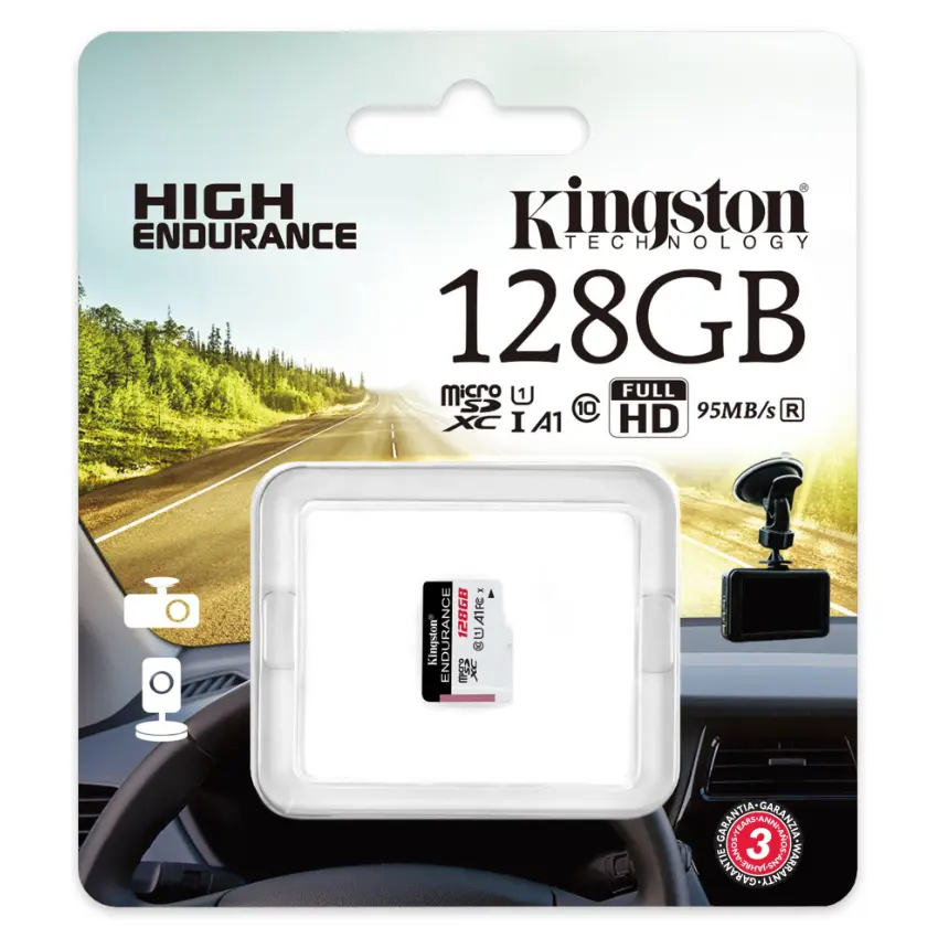 Tarjeta de Memoria microSDXC Kingston High Endurance 128GB, UHS-I, U1, A1, Clase 10