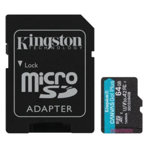 Tarjeta de Memoria microSDXC Kingston Canvas Go! Plus 64GB, UHS-I, U3, V30, A2, Clase 10, Adaptador