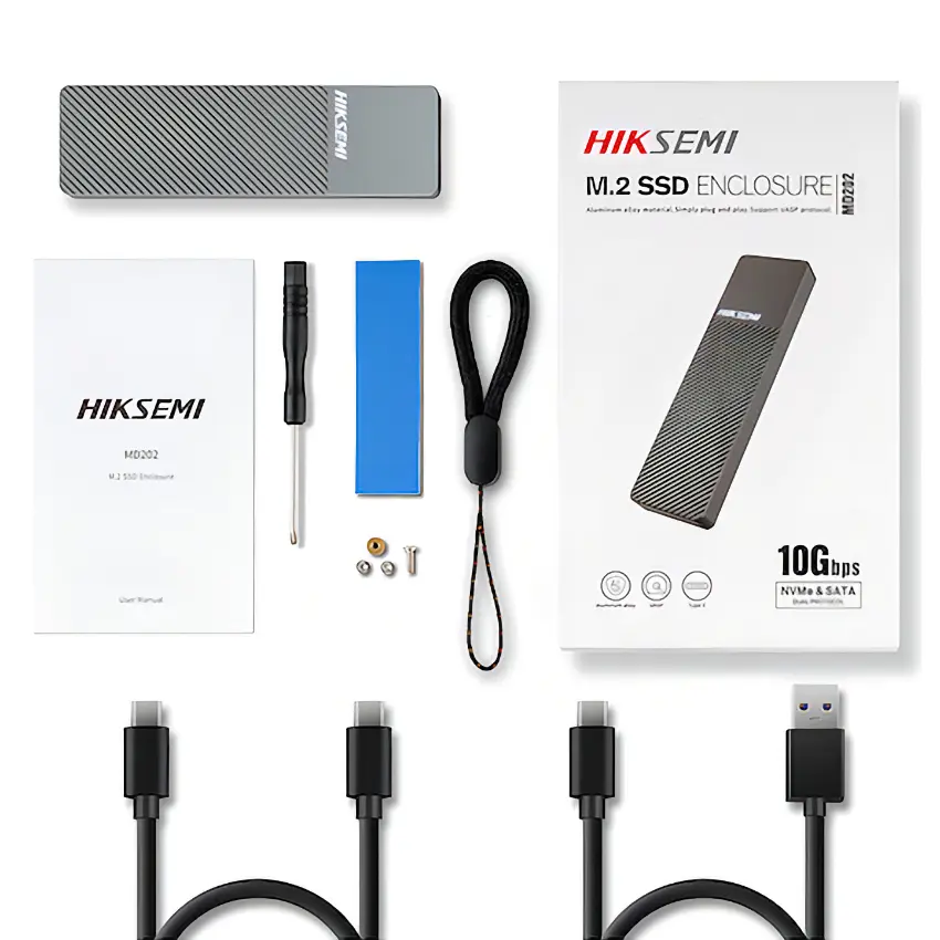 Carcasa para SSD HIKSEMI MD202, M.2 NVMe, M.2 SATA, USB-C, Gris Carcasa para SSD HIKSEMI MD202, M.2 NVMe, M.2 SATA, USB-C, Gris