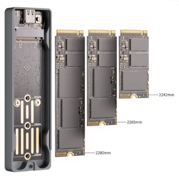 Carcasa para SSD HIKSEMI MD202, M.2 NVMe, M.2 SATA, USB-C, Gris