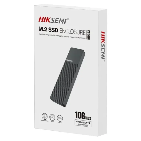 Carcasa para SSD HIKSEMI MD202, M.2 NVMe, M.2 SATA, USB-C, Gris