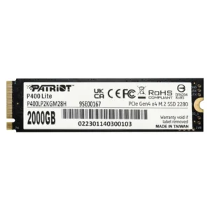 Disco SSD Patriot P400 Lite NVMe 2TB, 3D NAND, PCIe Gen4, M.2 2280, Disipador de grafeno