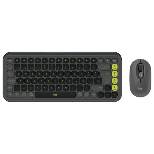 Kit de Teclado y Mouse Inalámbrico Logitech POP Icon Combo, Bluetooth, Grafito y Verde, Español