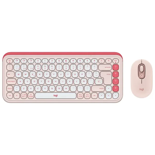 Kit de Teclado y Mouse Inalámbrico Logitech POP Icon Combo, Bluetooth, Rosa y Blanco, Español