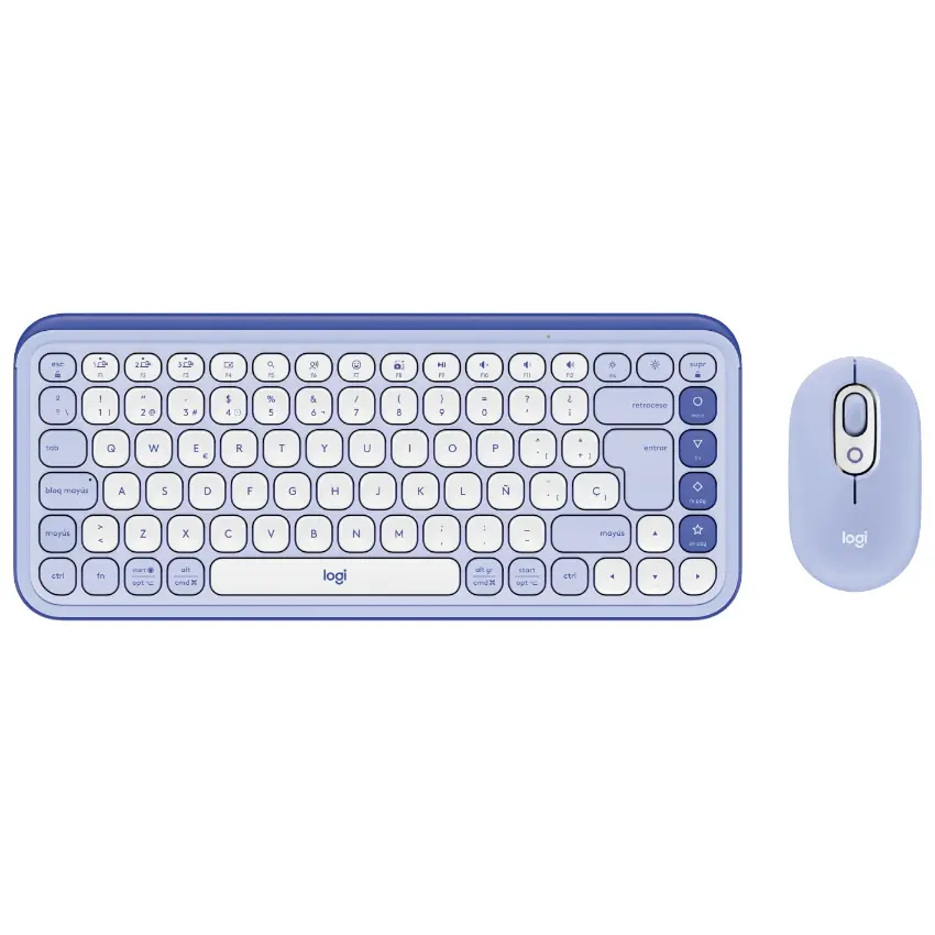 Kit de Teclado y Mouse Inalámbrico Logitech POP Icon Combo, Bluetooth, Lila y Blanco, Español