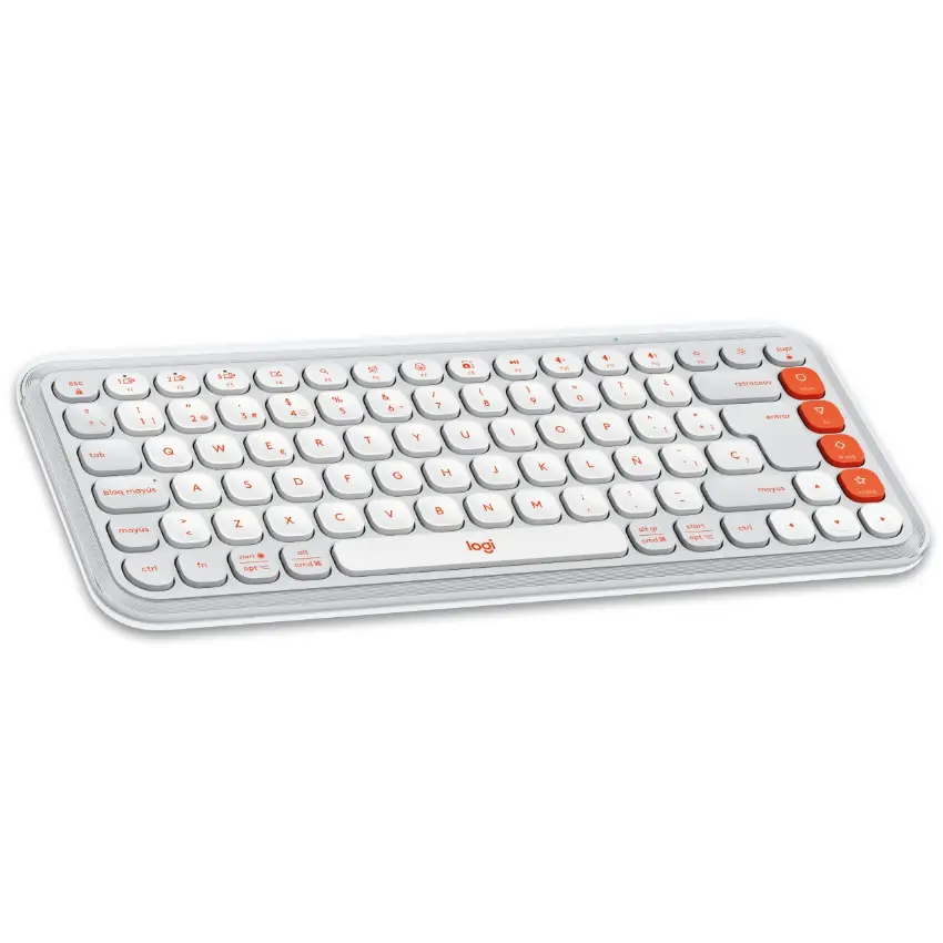 Kit de Teclado y Mouse Inalámbrico Logitech POP Icon Combo, Bluetooth, Blanco y Naranja, Español