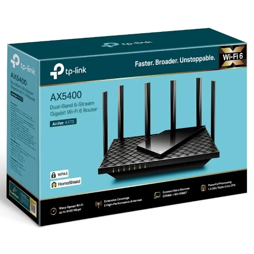 Router Wi-Fi TP-Link Archer AX73, AX5400, Doble banda, Negro
