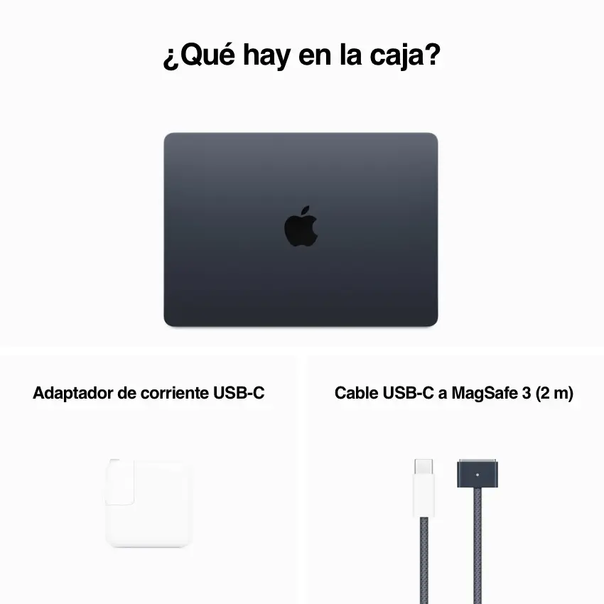 Apple MacBook Air de 13", Chip M3, Midnight, Azul Oscuro