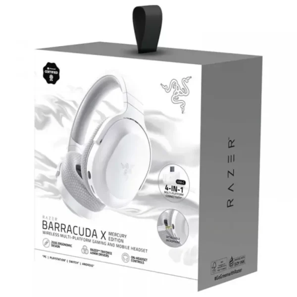 Auriculares Inalámbricos Razer Barracuda X, Gamer, Bluetooth, Mini Plug 3.5mm, Blanco
