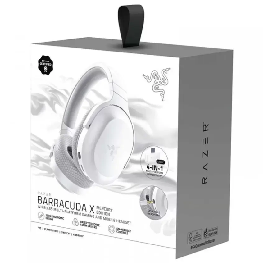 Auriculares Inalámbricos Razer Barracuda X, Gamer, Bluetooth, Mini Plug 3.5mm, Blanco Auriculares Inalámbricos Razer Barracuda X, Gamer, Bluetooth, Mini Plug 3.5mm, Blanco