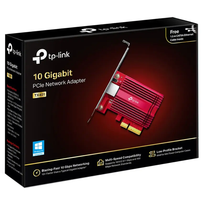 Adaptador de red TP-Link TX401 Ethernet PCIe de 10 Gigabit