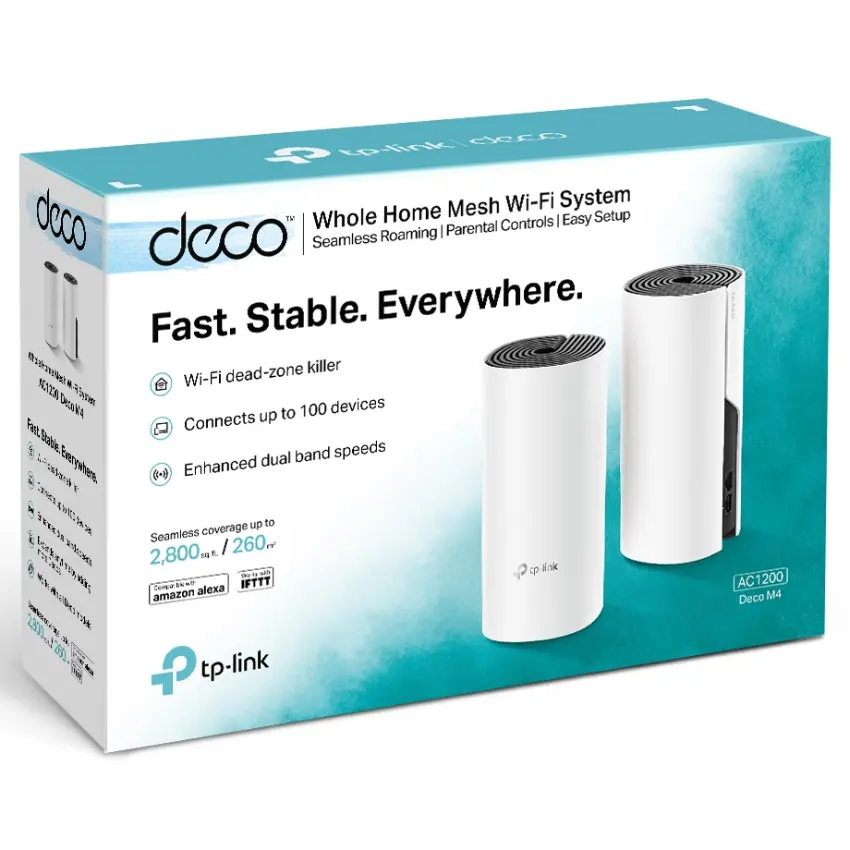 Sistema Wi-Fi Mesh TP-Link Deco M4, Gigabit, AC1200, Doble Banda, Pack de 2 Sistema Wi-Fi Mesh TP-Link Deco M4, Gigabit, AC1200, Doble Banda, Pack de 2