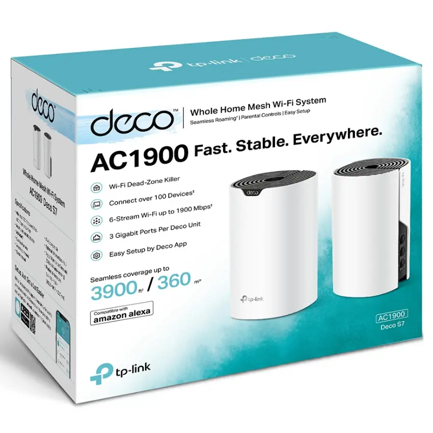 Sistema Wi-Fi Mesh TP-Link Deco S7, Gigabit, AC1900, Doble Banda, Pack de 2