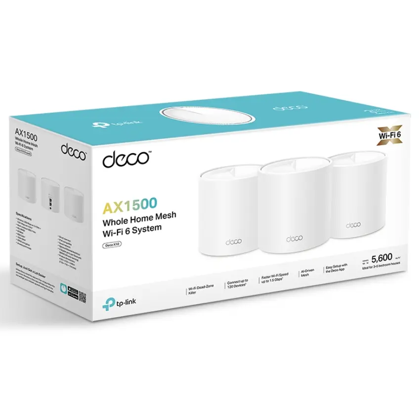 Sistema Wi-Fi Mesh TP-Link Deco X10, Gigabit, AX1500, Doble Banda, Pack de 3