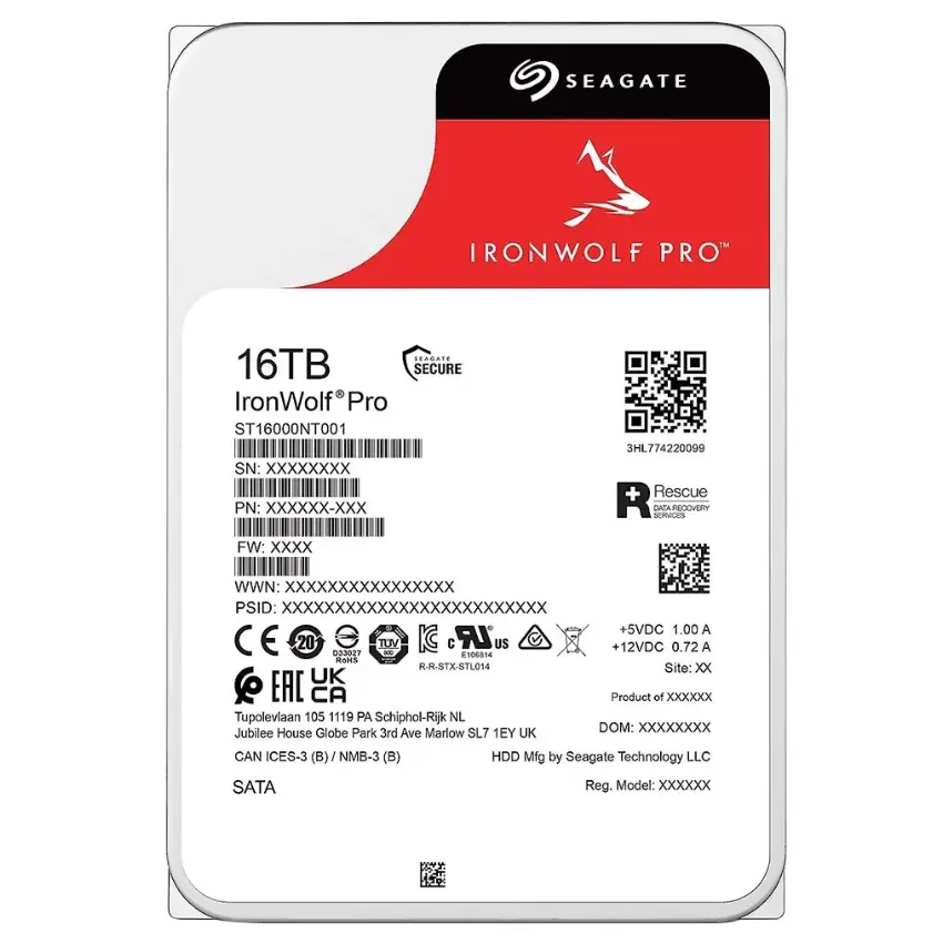 Disco Interno NAS Seagate IronWolf Pro 16TB SATA3 7200rpm 256MB Cache 3.5" (CMR)