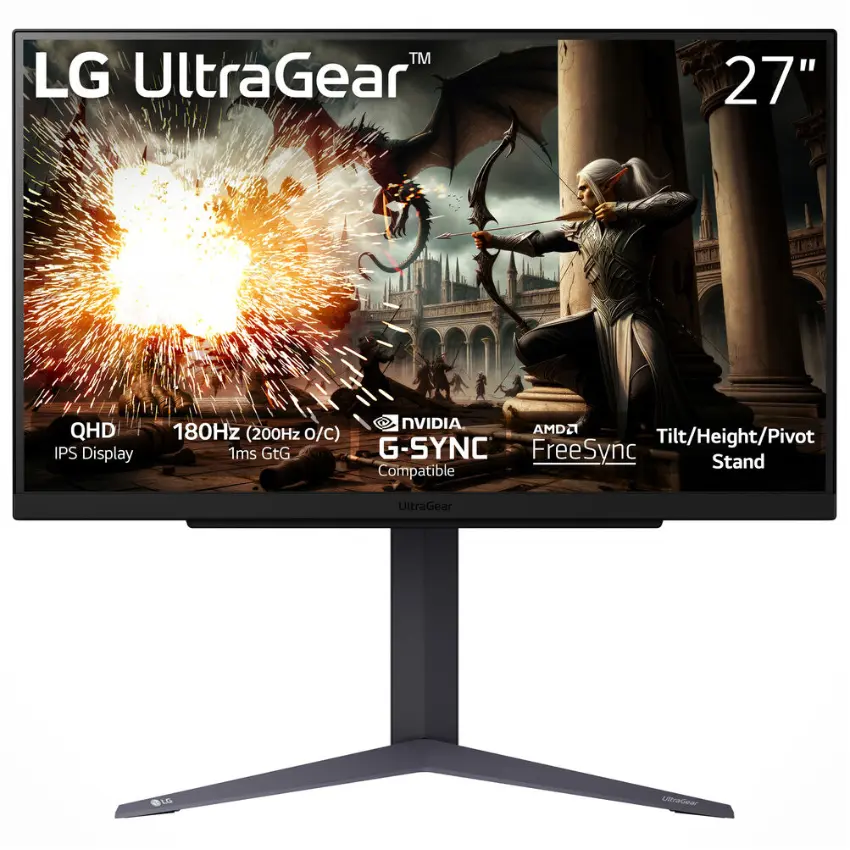 Monitor Gamer LG UltraGear 27GS75Q-B, 27″, 180Hz, IPS, 2560x1440, 1ms, DisplayPort, HDMI, FreeSync