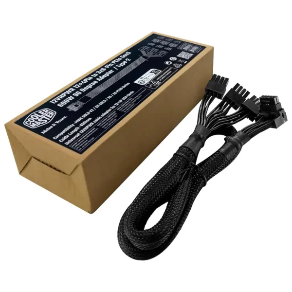Cooler Master cable adaptador 12VHPWR tipo 2, conector de 90 grados PCIe 5.0 de 12+4 pines a 3 PCIe de 8 pines