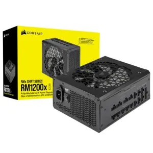 Fuente de alimentación modular Corsair RM1200x SHIFT, 1200W, 80 PLUS Gold, Interfaz de cableado lateral