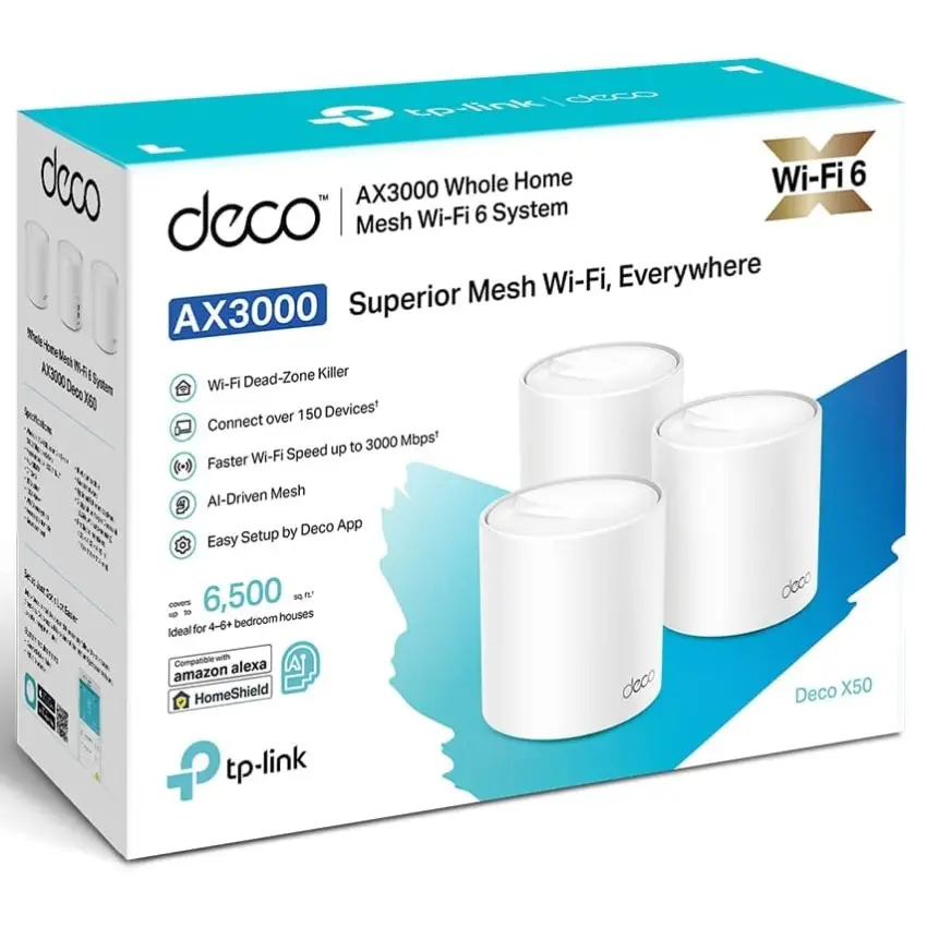 Sistema Wi-Fi Mesh TP-Link Deco X50, Gigabit, AX3000, Doble Banda, Pack de 3
