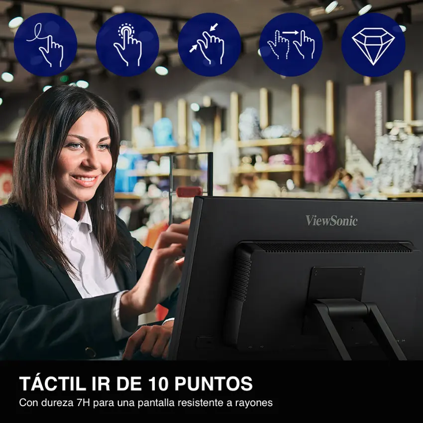 Monitor Táctil ViewSonic TD2423D, 24", 60Hz, VA, 1920×1080, 7ms, VGA, DisplayPort, HDMI, USB Monitor Táctil ViewSonic TD2423D, 24", 60Hz, VA, 1920×1080, 7ms, VGA, DisplayPort, HDMI, USB
