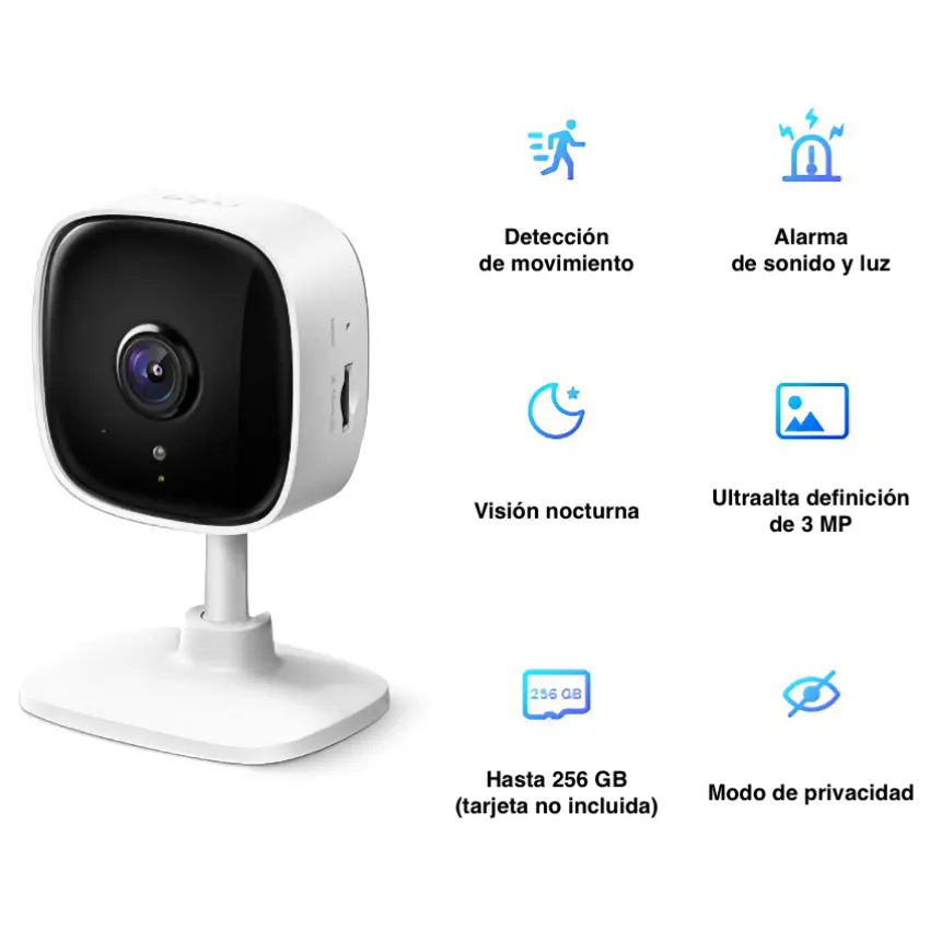 Cámara de Seguridad Wi-Fi TP-Link Tapo C110, 2K, 3 MP, Visión nocturna, Interior