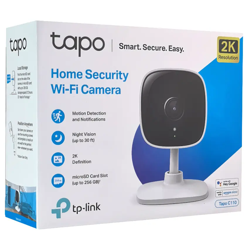 Cámara de Seguridad Wi-Fi TP-Link Tapo C110, 2K, 3 MP, Visión nocturna, Interior