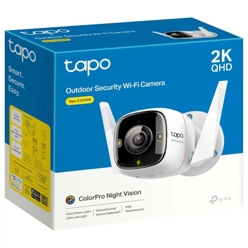 Cámara de Seguridad Wi-Fi TP-Link Tapo C325WB, 2K QHD, 4 MP, Visión nocturna ColorPro, Exterior Cámara de Seguridad Wi-Fi TP-Link Tapo C325WB, 2K QHD, 4 MP, Visión nocturna ColorPro, Exterior