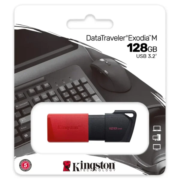 Pendrive Kingston DataTraveler Exodia M, 128GB, USB 3.2 Gen 1, Negro/Rojo