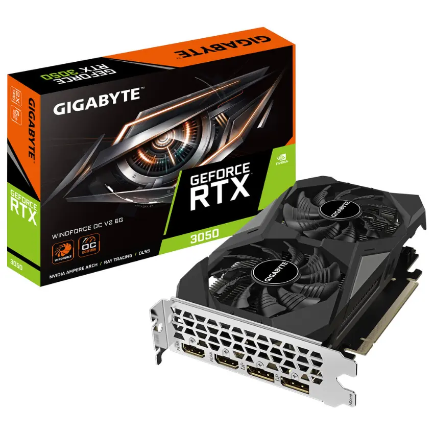 Placa de Video Gigabyte GeForce RTX 3050 WINDFORCE OC V2 6GB GDDR6 Placa de Video Gigabyte GeForce RTX 3050 WINDFORCE OC V2 6GB GDDR6