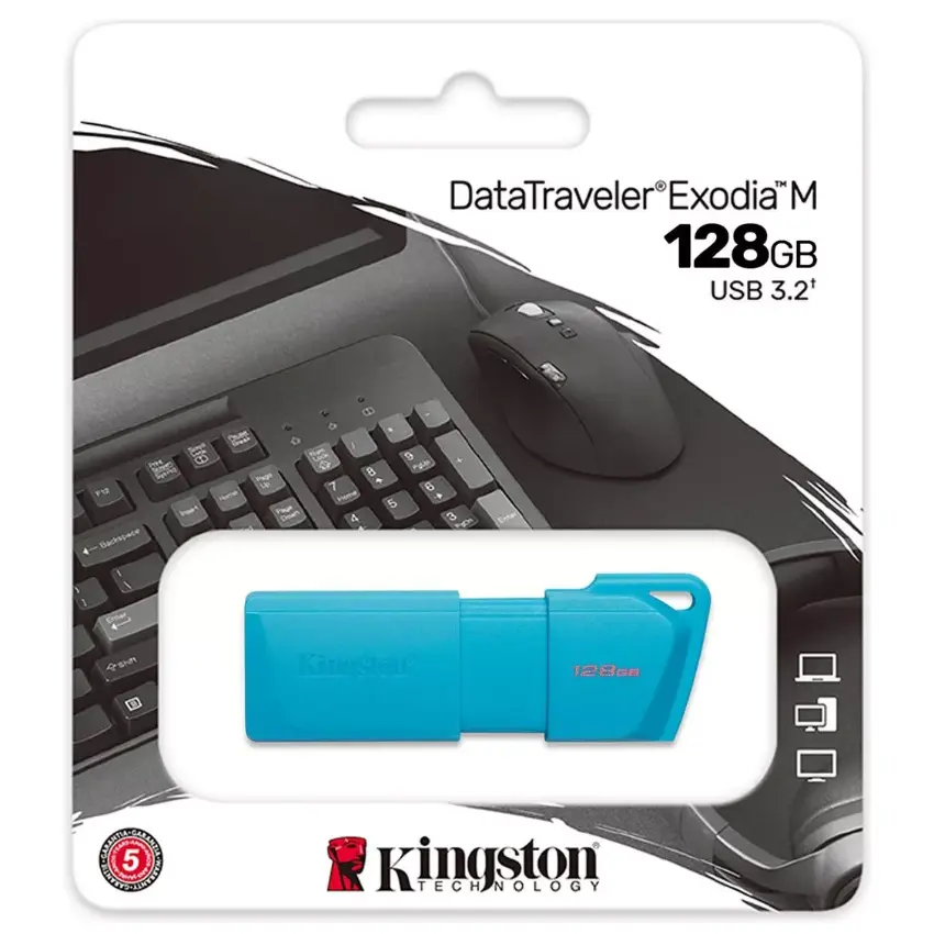 Pendrive Kingston DataTraveler Exodia M, 128GB, USB 3.2 Gen 1, Celeste