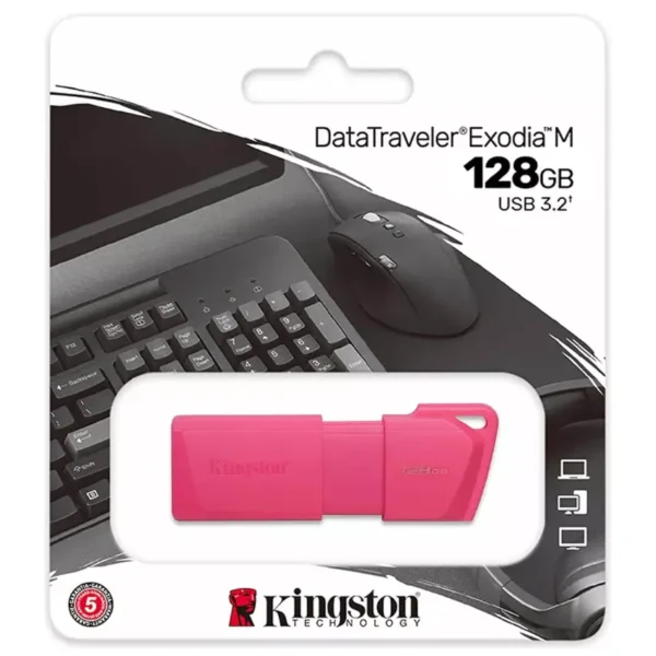 Pendrive Kingston DataTraveler Exodia M, 128GB, USB 3.2 Gen 1, Rosa