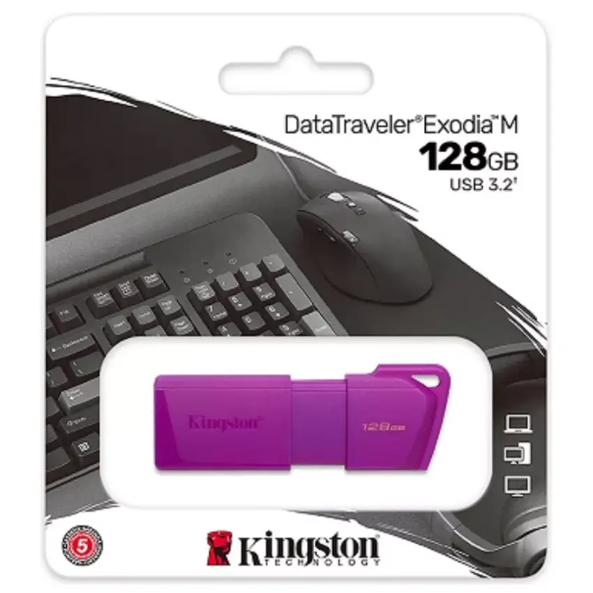 Pendrive Kingston DataTraveler Exodia M, 128GB, USB 3.2 Gen 1, Púrpura Pendrive Kingston DataTraveler Exodia M, 128GB, USB 3.2 Gen 1, Púrpura