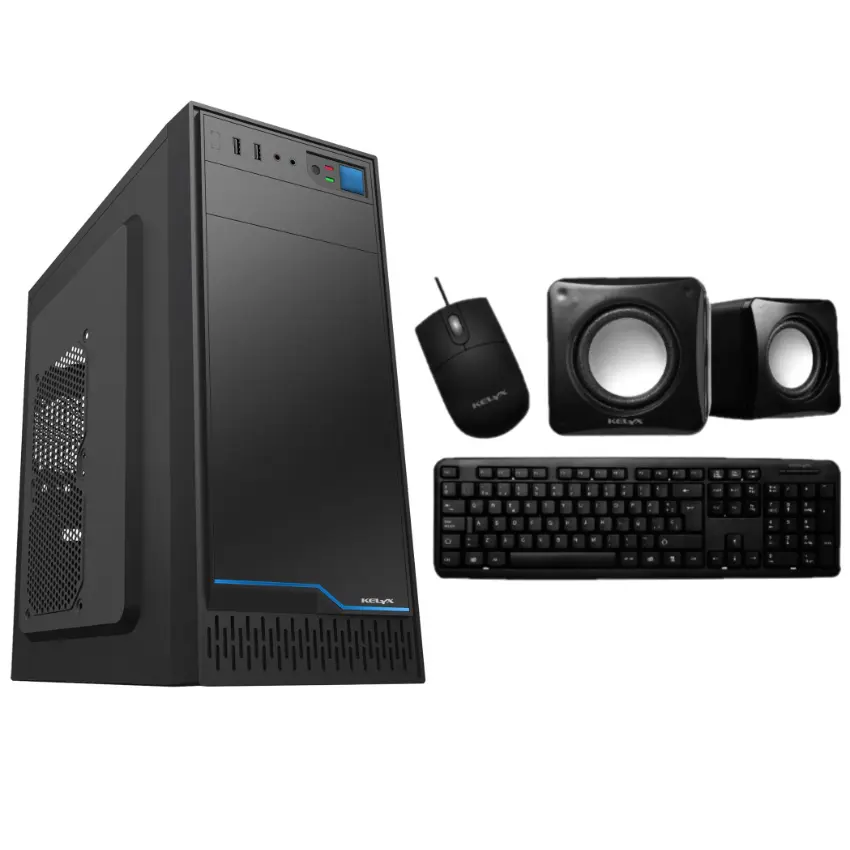 Gabinete Kit Kelyx LC728-20, ATX, Con Fuente 500W, Teclado USB, Mouse USB y Parlantes, Negro