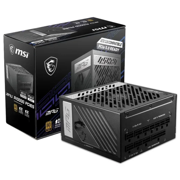 Fuente de alimentación modular MSI MPG A1000G PCIE5, 1000W, 80 PLUS Gold